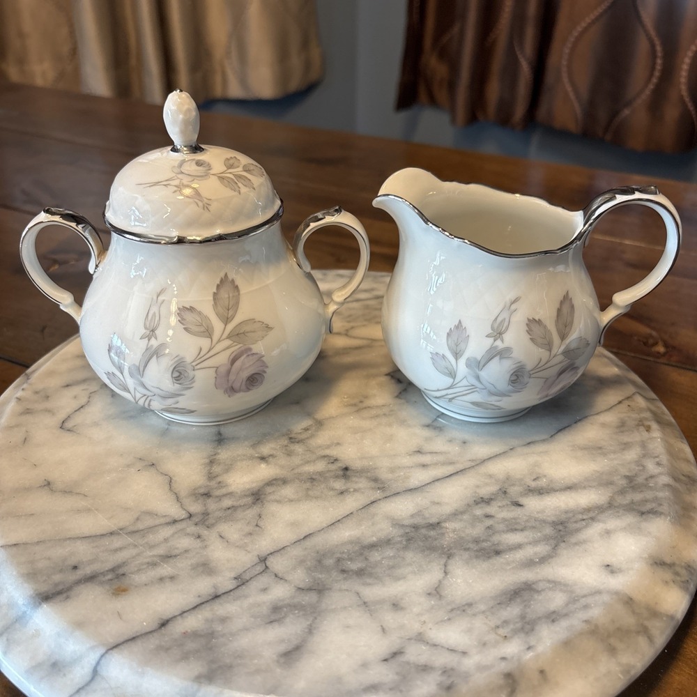 VTG 60s MCM Harmony House China Spring Song Lidded Sugar Bowl and Creamer A1327